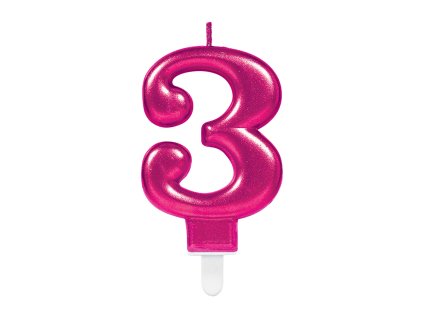 25860 1 narodeninova sviecka 3 magenta 8 cm 1 ks