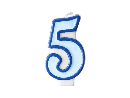 Lumânare pentru zi de naştere cu cifra 5 albastră