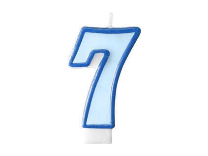 Lumânare pentru zi de naştere cu cifra 7 albastră