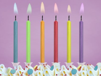 Lumânări zi de naştere cu flacără colorată 6 buc