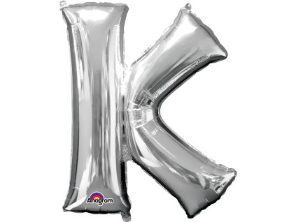 Mini balon din folie litera K 33 cm argintiu