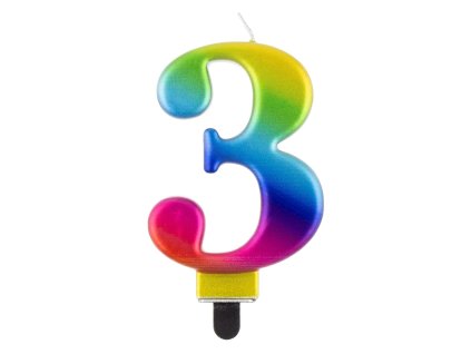 Lumânare aniversare 3 curcubeu
