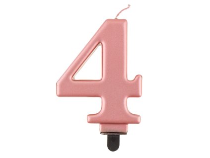 Lumânare aniversare 4 auriu-rose