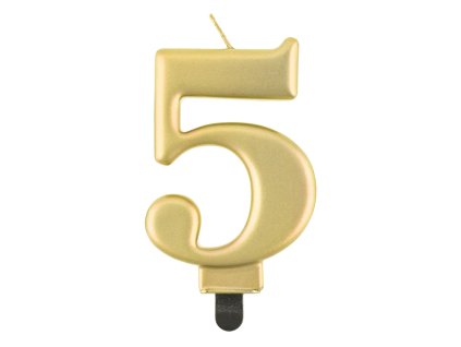 Lumânare aniversare 5 metalică aurie