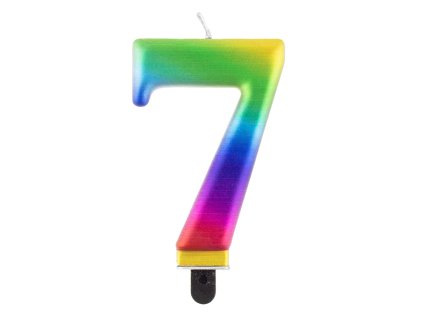 Lumânare aniversare 7 curcubeu