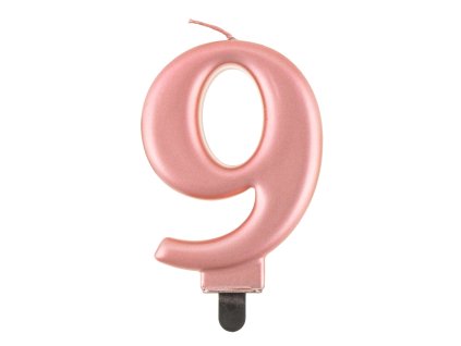 Lumânare aniversare 9 auriu-rose