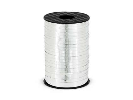 Panglică pentru baloane sau cadouri argintie metalică