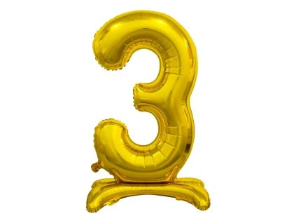 Samostojaci fóliový balón 3 zlatý 74 cm
