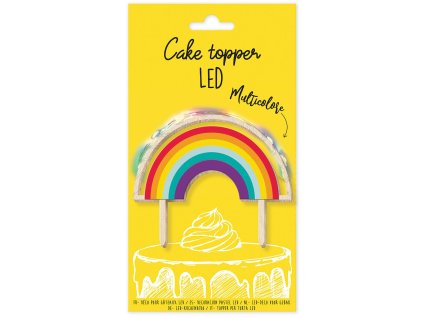 Decor din lemn pentru tort LED  -  Curcubeu