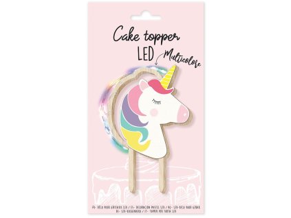Decorațiune din lemn pentru tort LED - Unicorn
