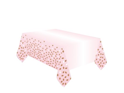 Față de masă pentru aniversare roz-aurie 180 x 120 cm