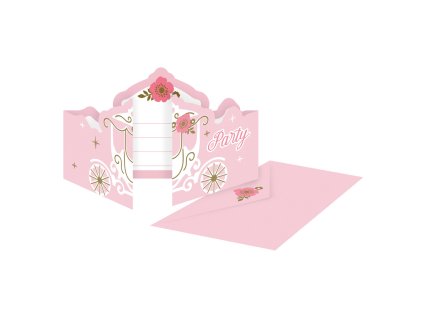 Invitații Pink Castle / Swan 8 buc