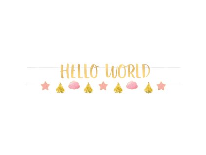 Banner Hello World - roz 176,8 x 17,8 cm