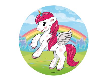 Hârtie comestibilă - Curcubeu și unicorn 20 cm
