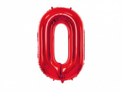 Balon aniversar din folie numărul 0 roșu 86 cm