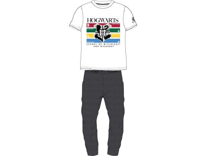 Pijamale pentru bărbați Harry Potter - Hogwarts alb
