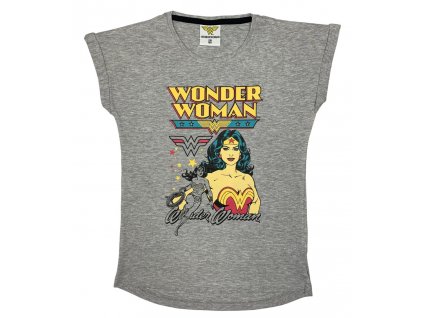 Dievčenské tričko - Wonder Woman sivé (Mărimea - Copii 134)