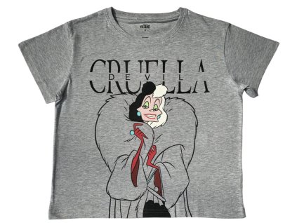 Tricou damă 101 Dalmațieni - Cruella gri