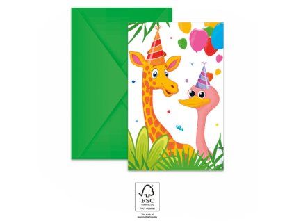 Pozvánky Jungle Balloons 6 ks