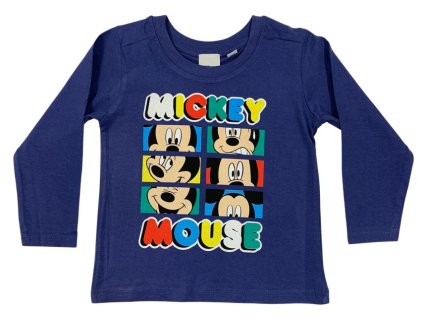 Tricou băiat cu mâneci lungi - Mickey Mouse albastru închis