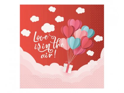 Șervețele - Love Is In The Air roșu 33 x 33 cm 20 buc