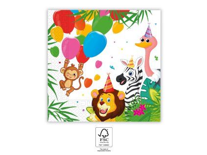 Servítky - Jungle Party 33 x 33 cm 20 ks