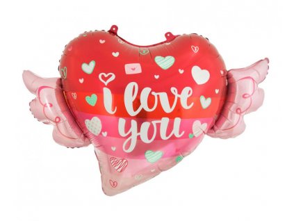 75840 foliovy balon srdce s kridlami i love you