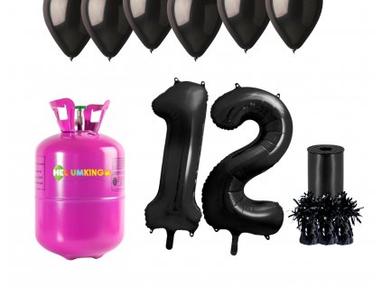 76428 helium party set na 12 narodeniny s ciernymi balonmi