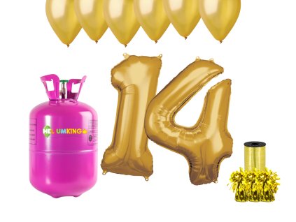 Set pentru petrecerea celei de a 14-a aniversări a zilei de naștere cu heliu și baloane aurii
