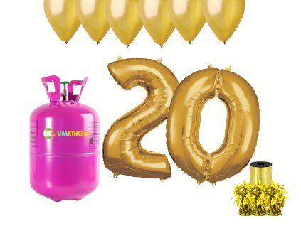 Set pentru petrecerea celei de a 20-a aniversări a zilei de naștere cu heliu și baloane aurii