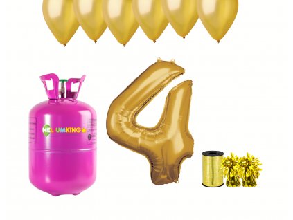 76257 helium party set na 4 narodeniny so zlatymi balonmi