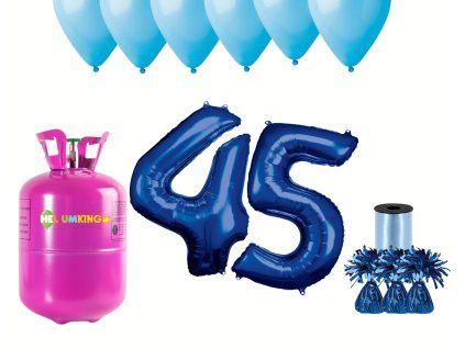 Hélium párty set na 45. narodeniny s modrými balónmi