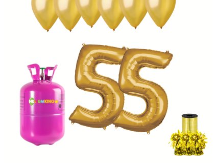 Set pentru petrecerea celei de a 55-a aniversări a zilei de naștere cu heliu și baloane aurii