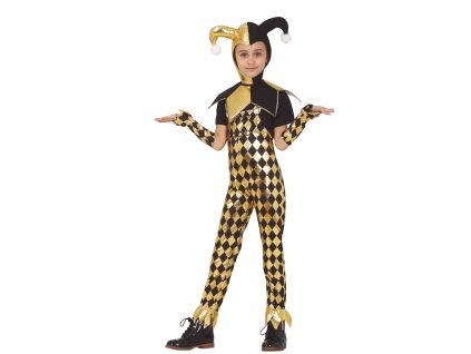 Costum pentru copii - negru și auriu Harley Quinn
