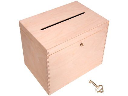 Drevená krabička na obálky s kľúčikom
