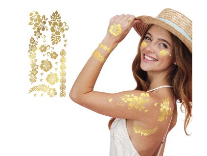 Set de tatuaje - Flori aurii