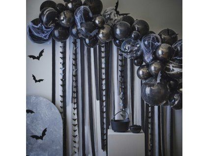 Balónová girlanda so strapcami - Halloween, netopiere