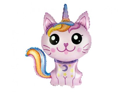 Balon din folie pisică - Unicorn, roz