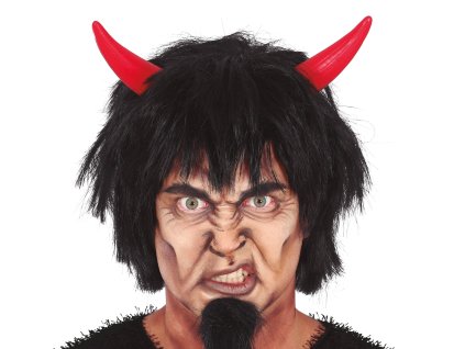 Perucă neagră drac cu coarne