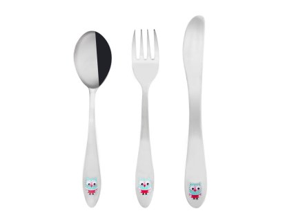 Tacâmuri din inox Owl - copii 3 buc