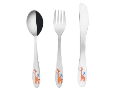Set 3buc de tacâmuri din inox pentru copii GIRAFĂ