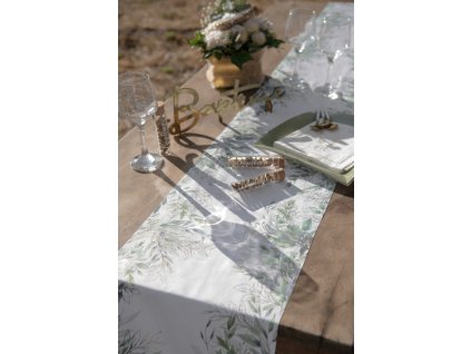 Behúň na stôl - Zlaté listy 28 x 300 cm (Culori Verde)