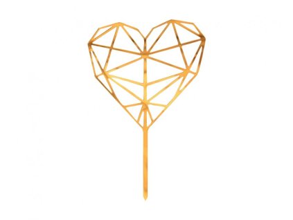 Topper pentru tort - Inimă Diamant aurie