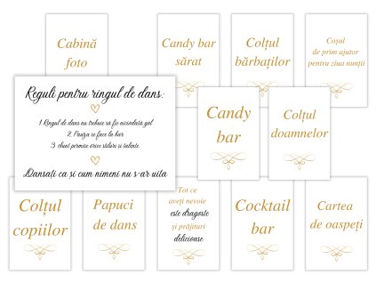 Etichete informative de nuntă - Ornament elegant 12 buc