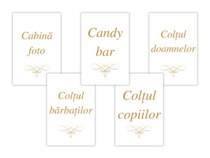 Etichete informative de nuntă - Ornament elegant 5 buc