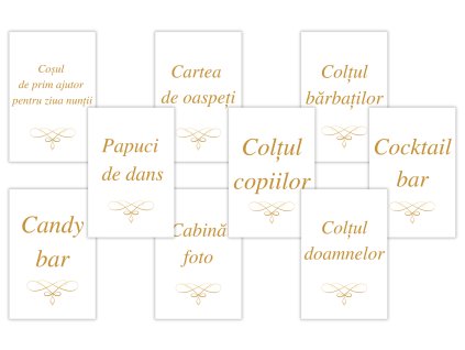 Etichete informative de nuntă - Ornament elegant 9 buc