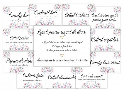 Etichete informative de nuntă - Pajiște de primăvară 12 buc
