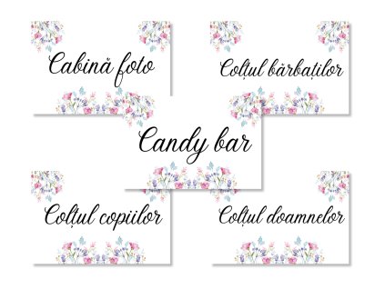 Etichete informative de nuntă - Pajiște de primăvară 5 buc