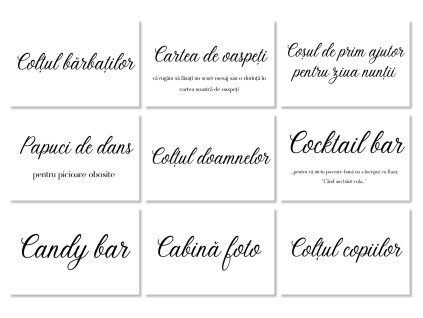 Etichete informative de nuntă - Simple 9 buc