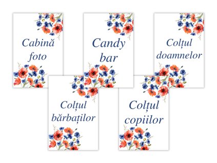 Etichete informative de nuntă - Mac de câmp 5 buc